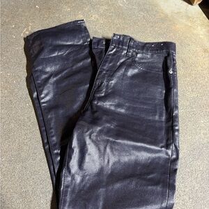 Dark blue women’s leather pants